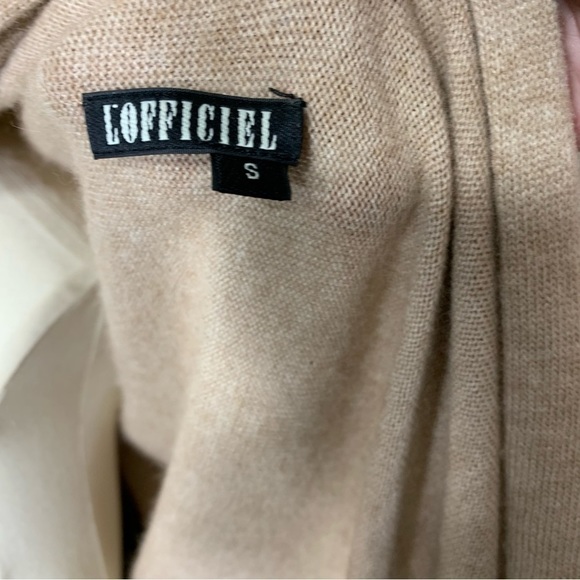L'officiel Beige Open Knit Cardigan Sweater Lambswool Cashmere Angora Wrap Sz S - Picture 12 of 14